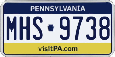 PA license plate MHS9738