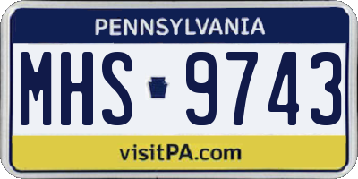 PA license plate MHS9743