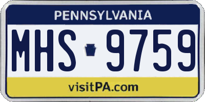 PA license plate MHS9759