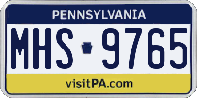 PA license plate MHS9765