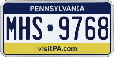PA license plate MHS9768