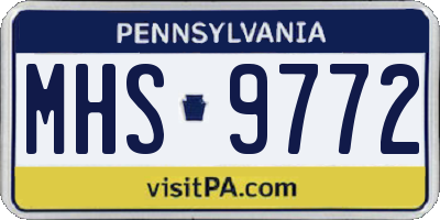 PA license plate MHS9772