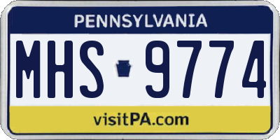 PA license plate MHS9774