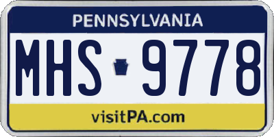 PA license plate MHS9778
