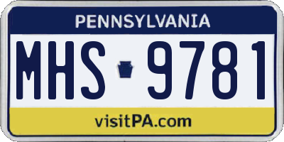 PA license plate MHS9781
