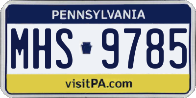 PA license plate MHS9785