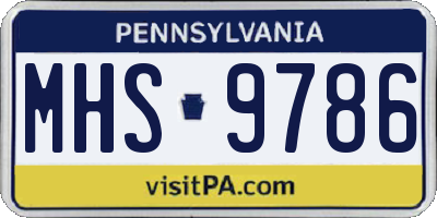 PA license plate MHS9786