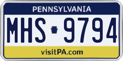 PA license plate MHS9794