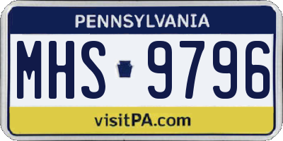 PA license plate MHS9796