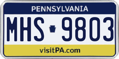 PA license plate MHS9803