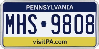PA license plate MHS9808