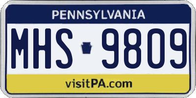 PA license plate MHS9809