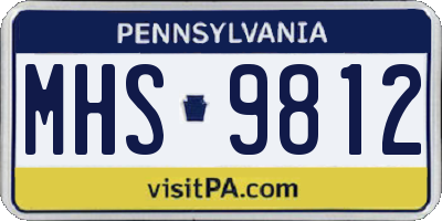 PA license plate MHS9812