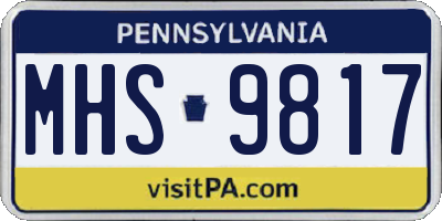 PA license plate MHS9817