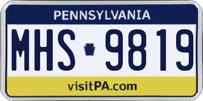 PA license plate MHS9819