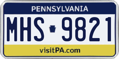 PA license plate MHS9821