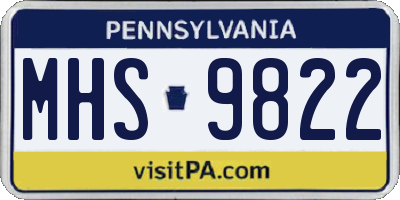 PA license plate MHS9822