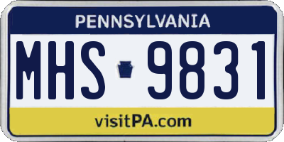 PA license plate MHS9831