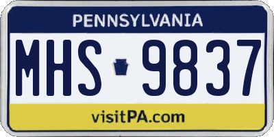 PA license plate MHS9837