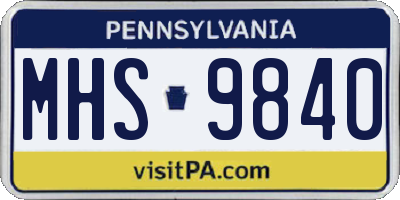 PA license plate MHS9840
