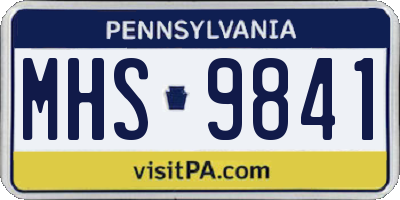 PA license plate MHS9841