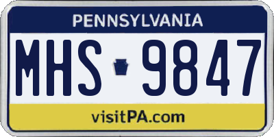 PA license plate MHS9847