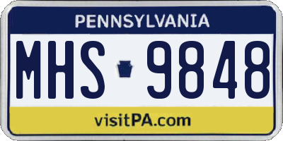 PA license plate MHS9848