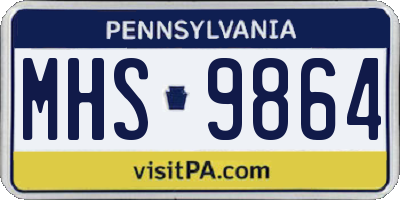 PA license plate MHS9864