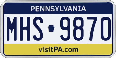 PA license plate MHS9870