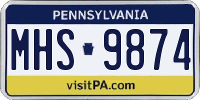 PA license plate MHS9874