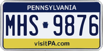 PA license plate MHS9876