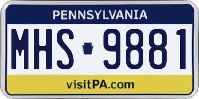 PA license plate MHS9881