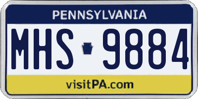 PA license plate MHS9884
