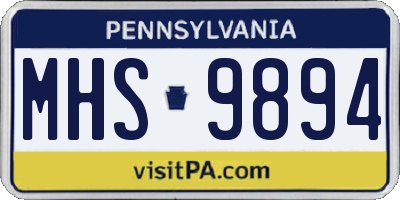 PA license plate MHS9894