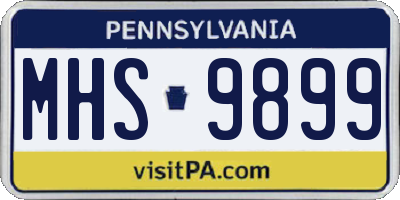 PA license plate MHS9899