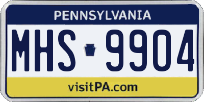 PA license plate MHS9904
