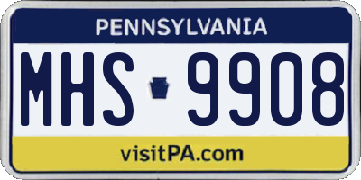 PA license plate MHS9908