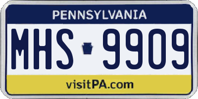PA license plate MHS9909