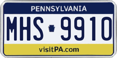 PA license plate MHS9910