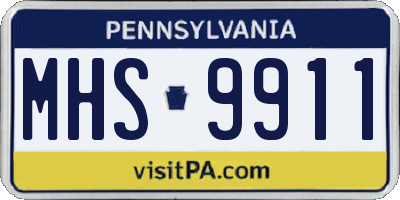 PA license plate MHS9911