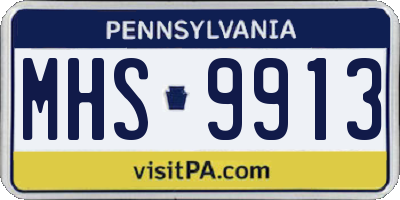 PA license plate MHS9913