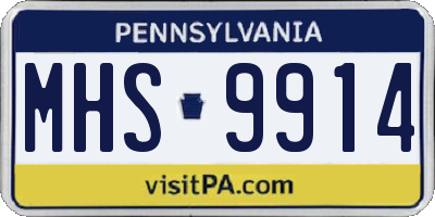 PA license plate MHS9914