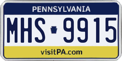 PA license plate MHS9915