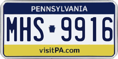 PA license plate MHS9916