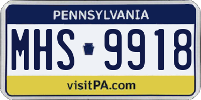 PA license plate MHS9918