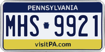 PA license plate MHS9921