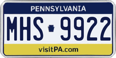 PA license plate MHS9922