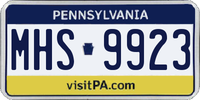 PA license plate MHS9923