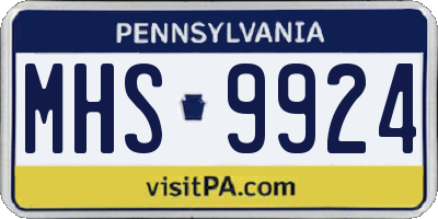 PA license plate MHS9924