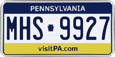PA license plate MHS9927